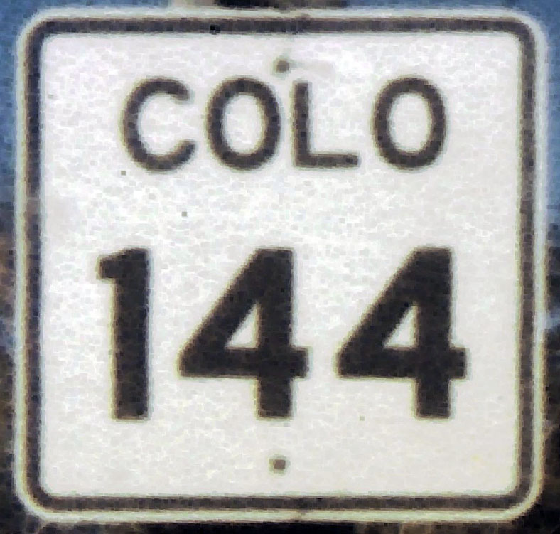 Colorado State Highway 144 sign.