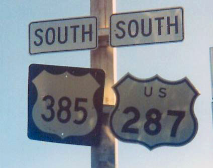 Colorado - U.S. Highway 385 and U.S. Highway 287 sign.