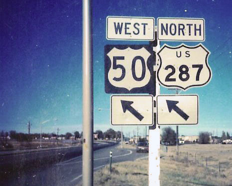 Colorado - U.S. Highway 287 and U.S. Highway 50 sign.
