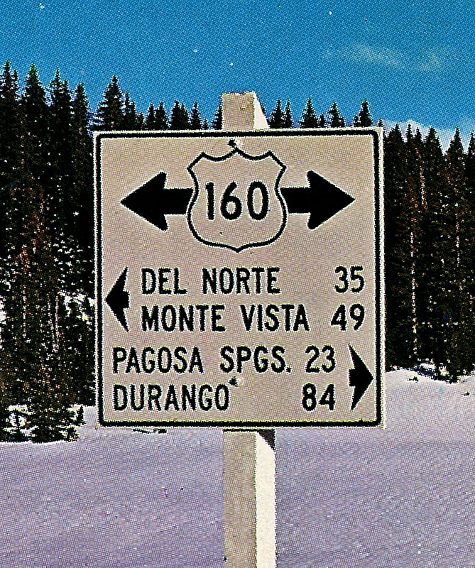 Colorado U.S. Highway 160 sign.