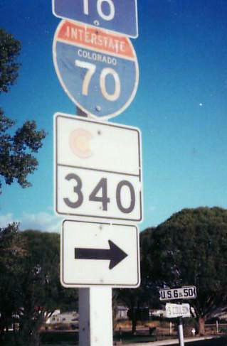 Colorado - State Highway 340 and Interstate 70 sign.