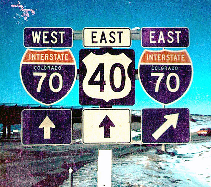 Colorado - U.S. Highway 40 and Interstate 70 sign.