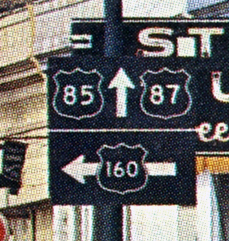 Colorado - U.S. Highway 160, U.S. Highway 87, and U.S. Highway 85 sign.