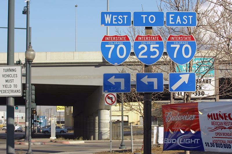 Colorado - Interstate 25 and Interstate 70 sign.