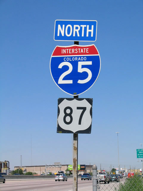 Colorado - U.S. Highway 87 and Interstate 25 sign.