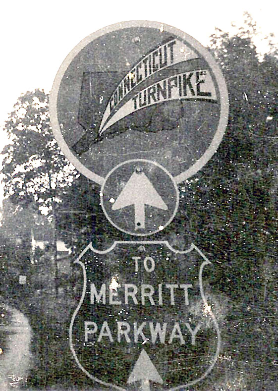 Connecticut - Merritt Parkway and Connecticut Turnpike sign.