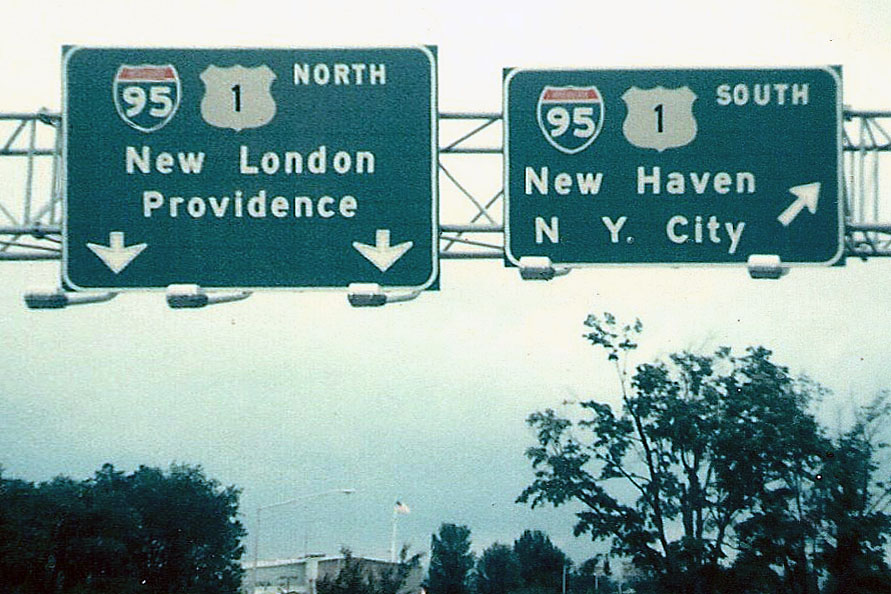 Connecticut - Interstate 95 and U.S. Highway 1 sign.