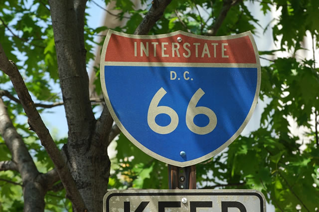 District of Columbia Interstate 66 sign.