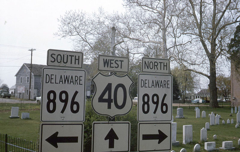 Delaware - U.S. Highway 40 and State Highway 896 sign.