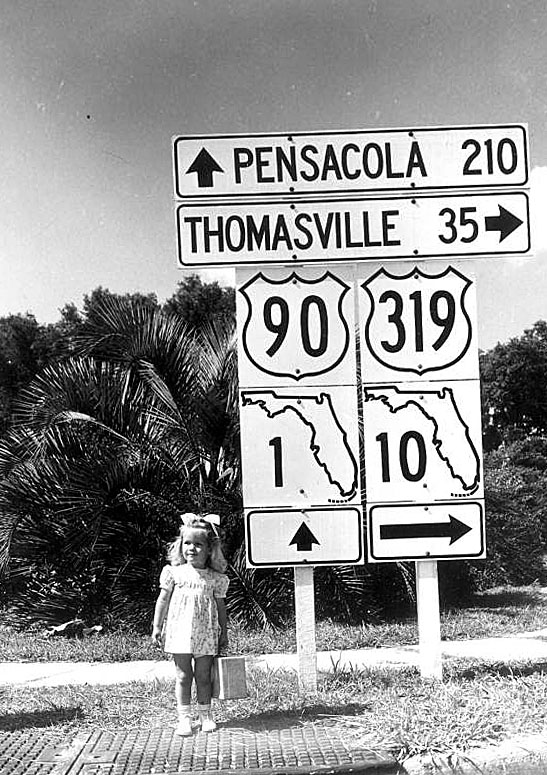 Florida - State Highway 1, U.S. Highway 90, State Highway 10, and U.S. Highway 319 sign.