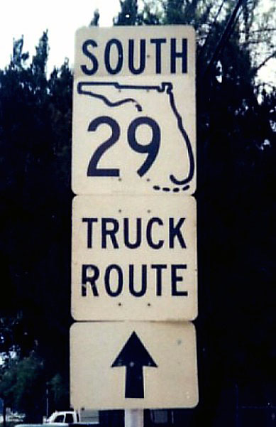 Florida State Highway 29 sign.