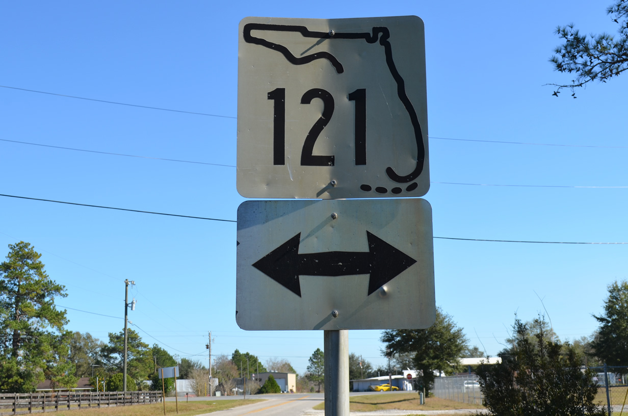 Florida State Highway 121 sign.