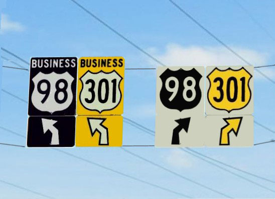 Florida - U.S. Highway 98 and U.S. Highway 301 sign.