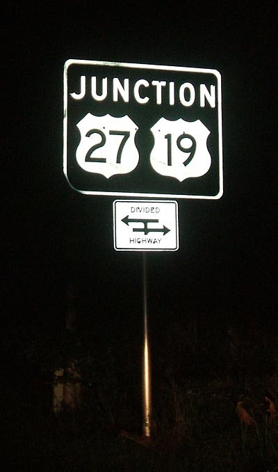 Florida - U.S. Highway 19 and U.S. Highway 27 sign.