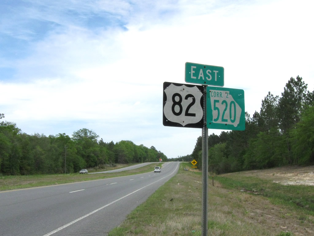 Georgia - U.S. Highway 82 and State Highway 520 sign.