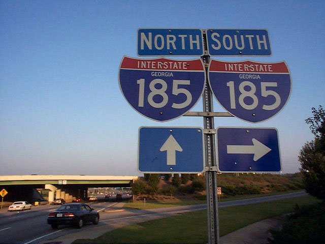 Georgia Interstate 185 sign.