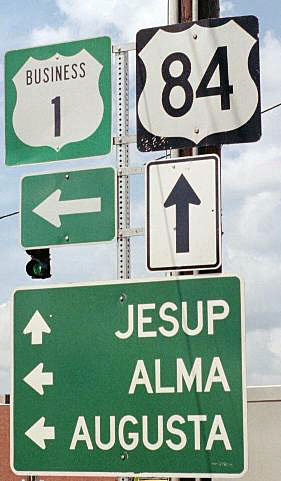 Georgia - U.S. Highway 84 and business U. S. highway 1 sign.