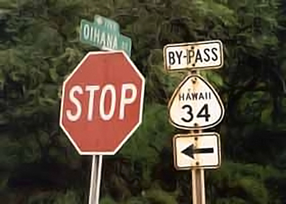 Hawaii State Highway 34 sign.