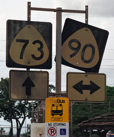 Hawaii - State Highway 90 and State Highway 73 sign.