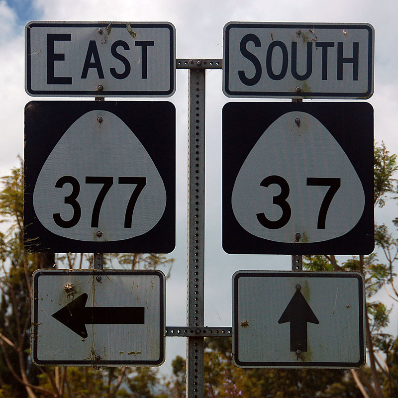 Hawaii - State Highway 37 and State Highway 377 sign.