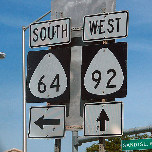 Hawaii - State Highway 92 and State Highway 64 sign.