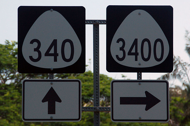 Hawaii - State Highway 3400 and State Highway 340 sign.