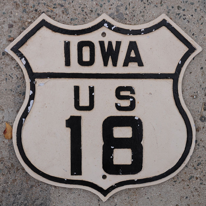 Iowa - U.S. Highway 18, U.S. Highway 32, U.S. Highway 61, and U.S. Highway 65 sign.