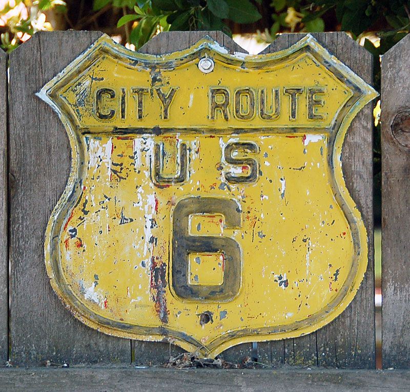 Iowa city route U. S. highway 6 sign.