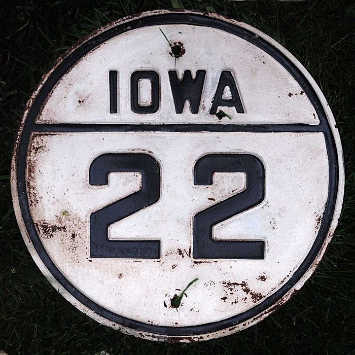 Iowa State Highway 22 sign.