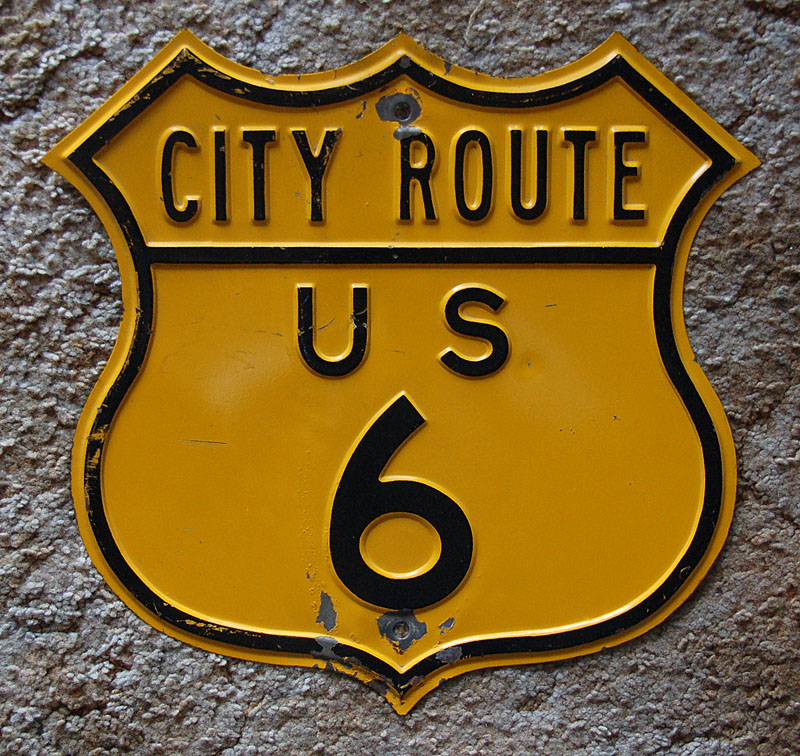 Iowa city route U. S. highway 6 sign.