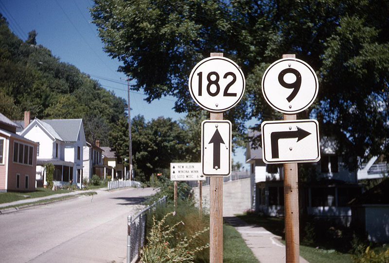 Iowa - State Highway 9 and State Highway 182 sign.