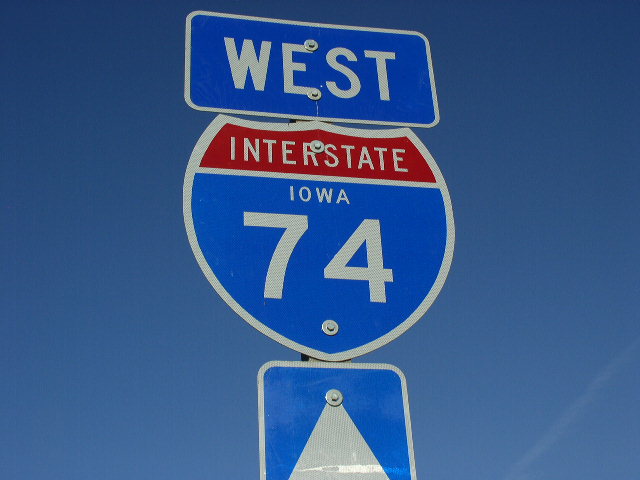 Iowa Interstate 74 sign.