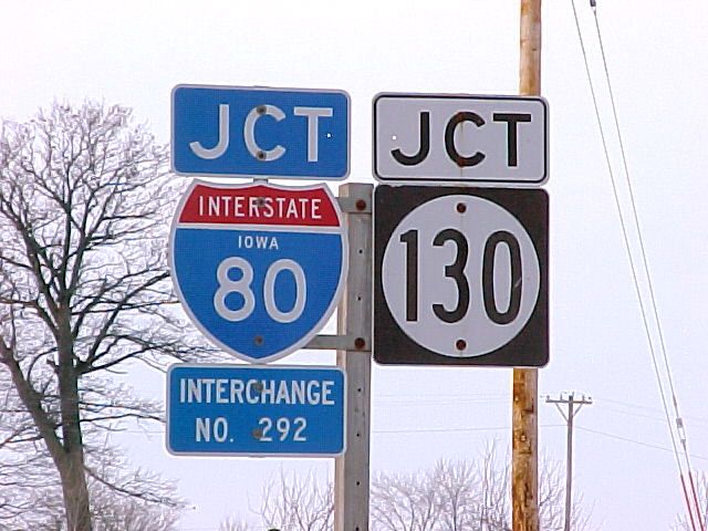 Iowa - Interstate 80 and State Highway 130 sign.