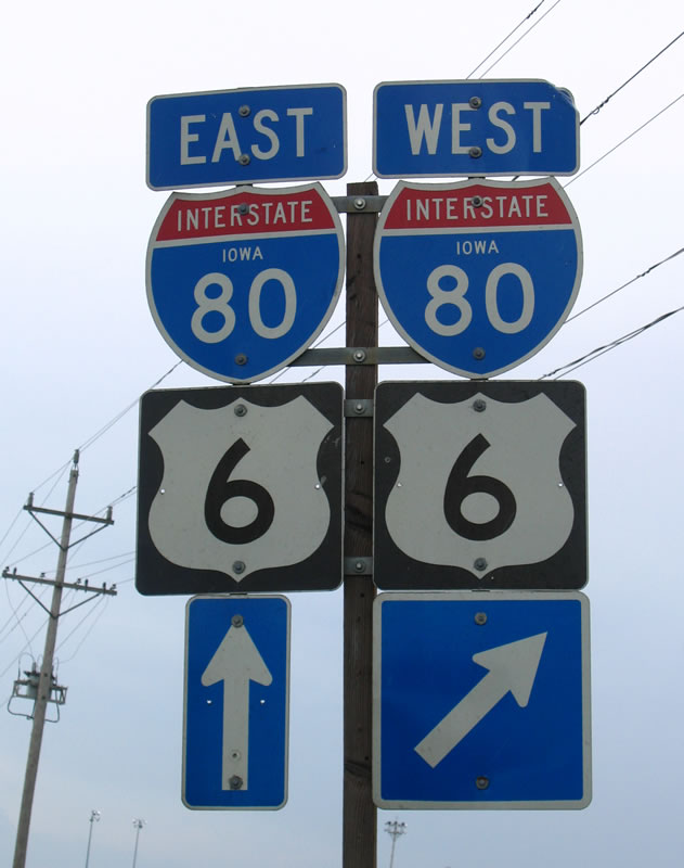 Iowa - Interstate 80 and U.S. Highway 6 sign.
