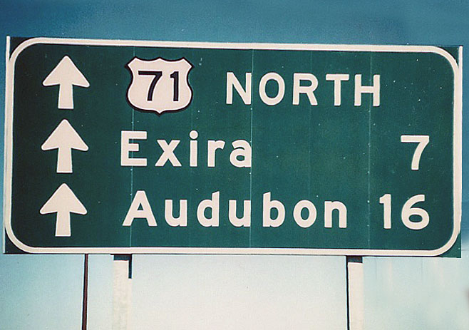 Iowa U.S. Highway 71 sign.