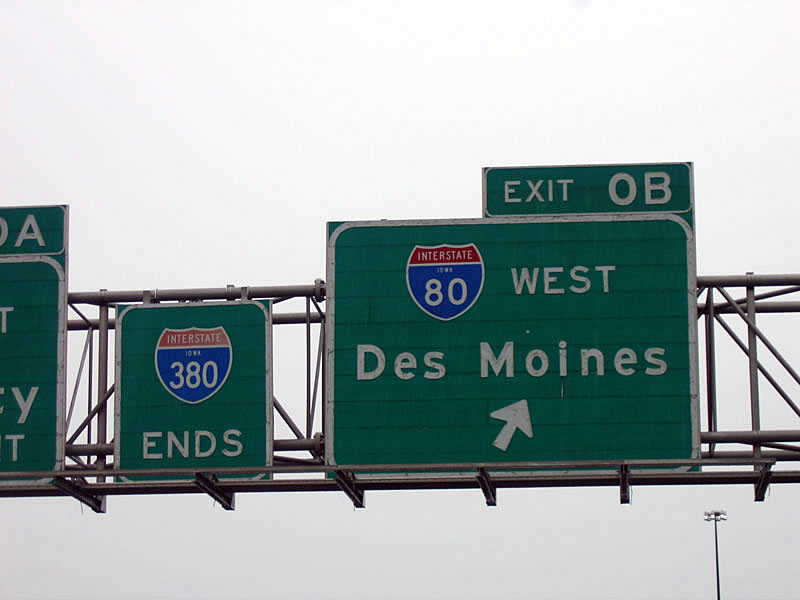 Iowa - Interstate 380 and Interstate 80 sign.