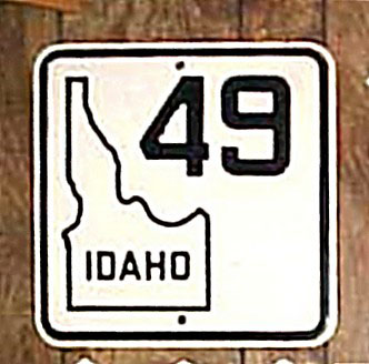 Idaho State Highway 49 sign.