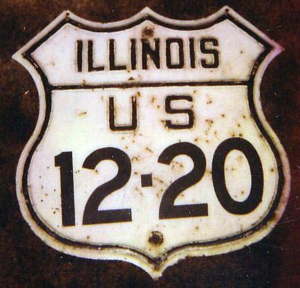Illinois U. S. highway 12 and 20 sign.