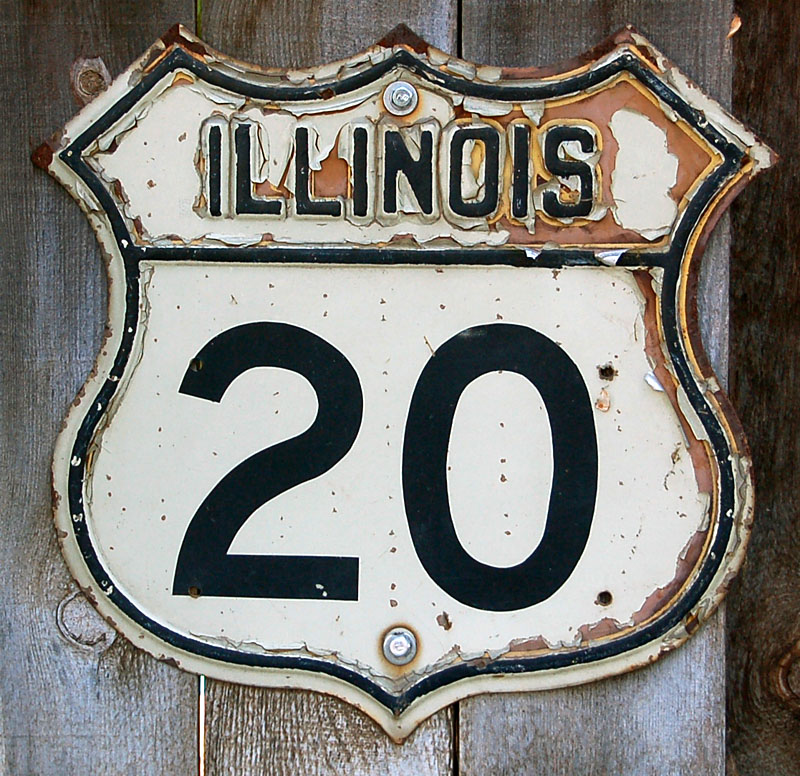 Illinois U.S. Highway 20 sign.