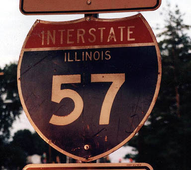 Illinois Interstate 57 sign.