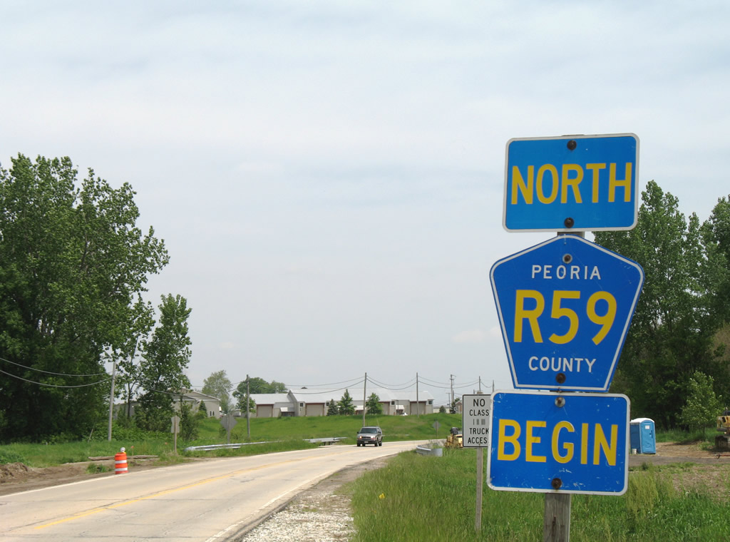 Illinois Peoria County route R59 sign.