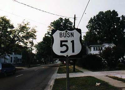 Illinois business U. S. highway 51 sign.