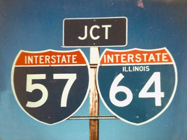 Illinois - Interstate 64 and Interstate 57 sign.