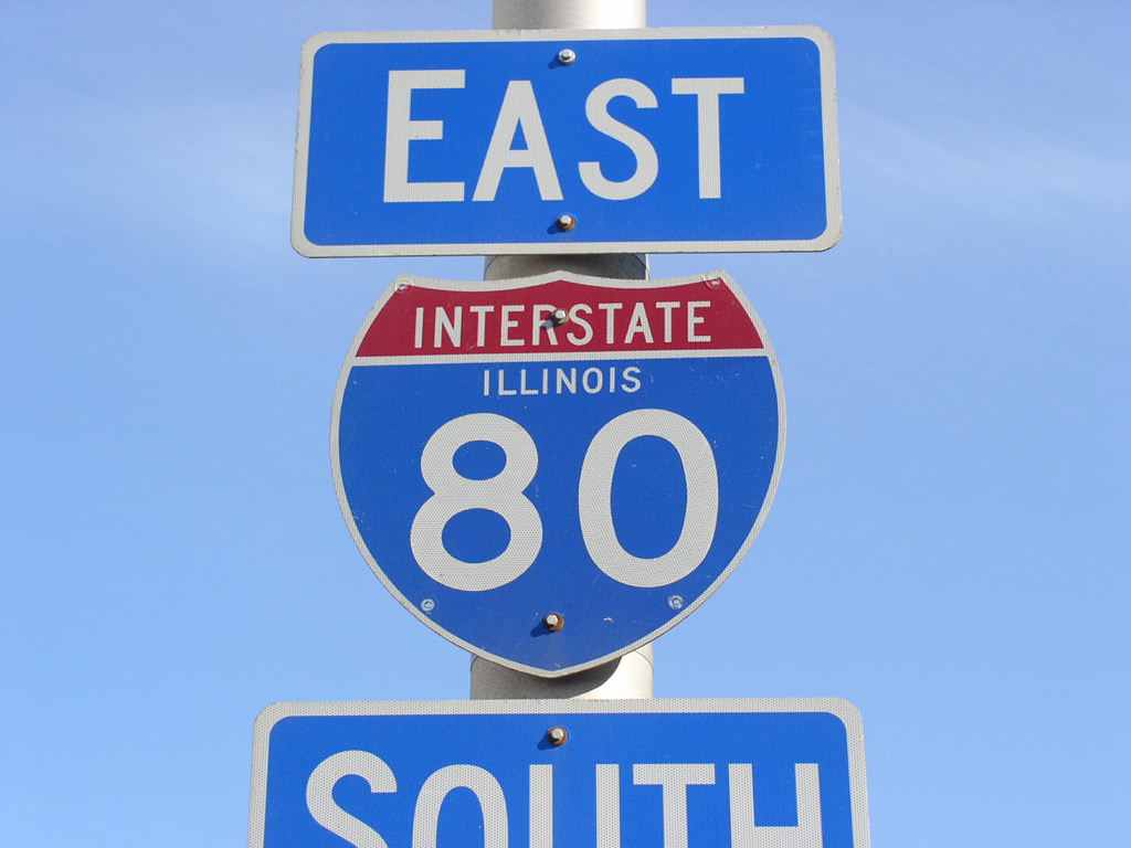 Illinois Interstate 80 sign.