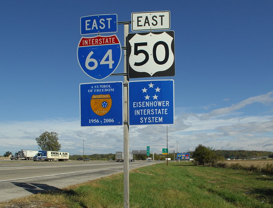Illinois - Interstate 64 and U.S. Highway 50 sign.