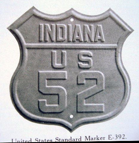 Indiana U.S. Highway 52 sign.