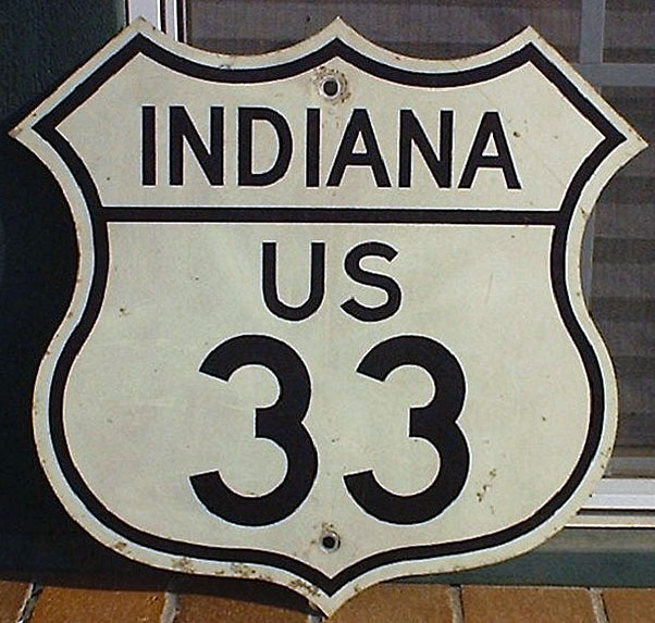 Indiana U.S. Highway 33 sign.