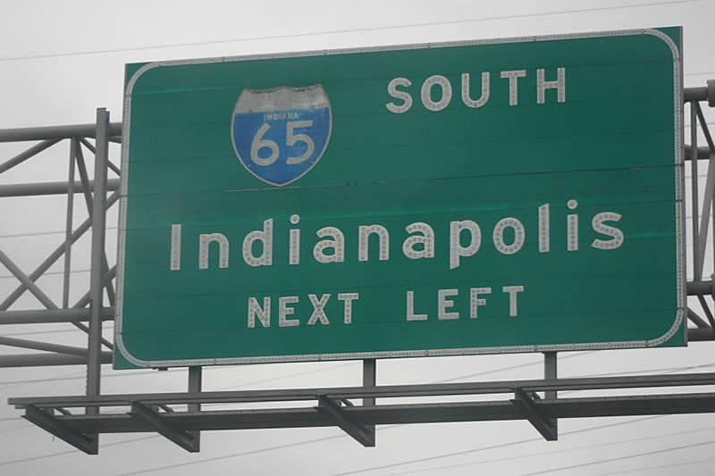 Indiana Interstate 65 sign.