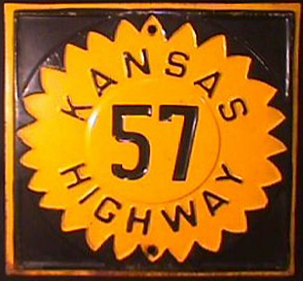 Kansas - State Highway 57 and U.S. Highway 69 sign.