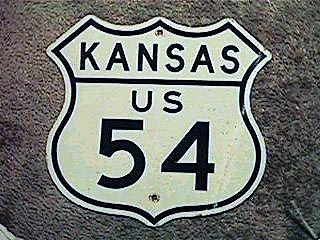 Kansas U.S. Highway 54 sign.
